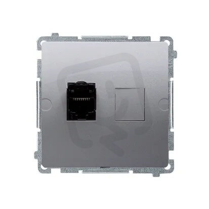 Jednonásobná počítačová zásuvka RJ45 kat. 6, s protiprachovou clonou, Inox