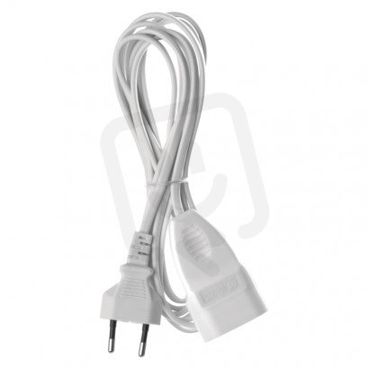 Dvoužilový pohyblivý přívod 3 m 1 zásuvka bílý PVC 0,75mm2 EMOS P01303