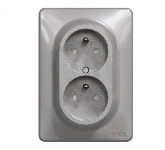 Sedna D/E Zásuvka dvojnásobná 230V 16A, Aluminium SCHNEIDER SDD313211C
