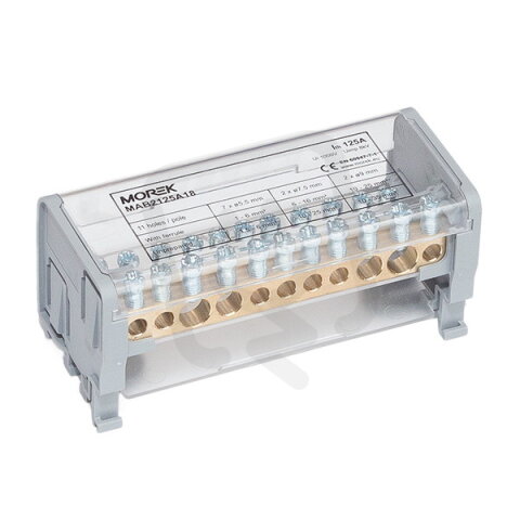 Distribuční blok MOBLOCK MAB 125A-11 (2 pól), 2x35+2x25+7x6mm2 MOREK MAB2125A18