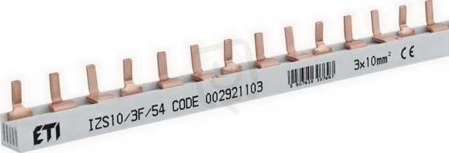 Propojovací lišta IZS10/3F/54 3p 54M 63A 10mm2 kolík ETI 002921103