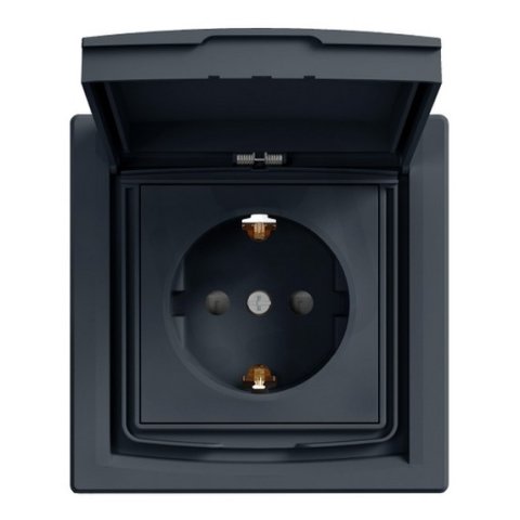 ASFORA Zásuvka SCHUKO 250V 16A, clonky, IP44, antracit SCHNEIDER EPH3100371