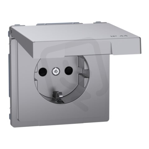 Zásuvka Merten D-Life 250V/16A SCHUKO IP44 Stainless Steel MTN2314-6036