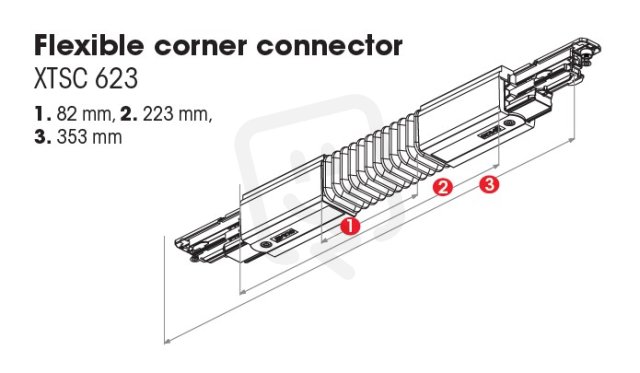 Pružný rohový konektor DALI bílý NORDIC ALUMINIUM XTSC623-3
