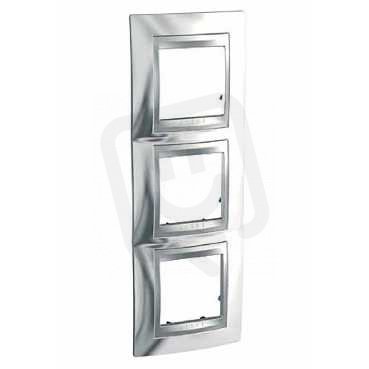 Schneider MGU66.006V.010 Krycí rámeček Top trojnásobný vert., Cromo lesk/alu