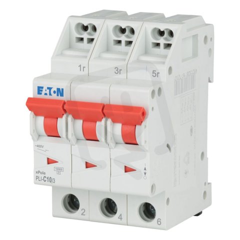 PLI-C10/3 Jistič PLI (bezšroubové svorky nahoře) char C 3-pólový 10kA 10A 101319
