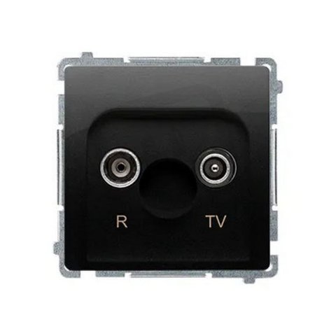 Anténní zásuvka R-TV průchozí útlum:10dB černá matná :3015 BMZAP10/1.01/49