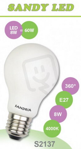 Sandy S2137 SANDY LED E27 A60 8W 4000K OPAL 360°