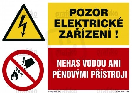 Pozor el.zařízení/Nehas vodou, fólie 148x105, 3.8210.SC