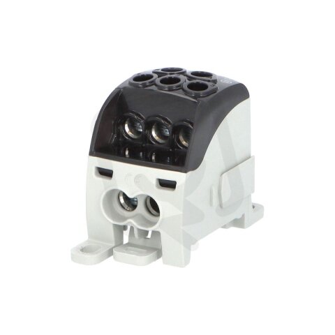 Blok pro rozdělení fází PDB 210, 1pól., 214A, 690V, černý/průhl. víko, na DIN