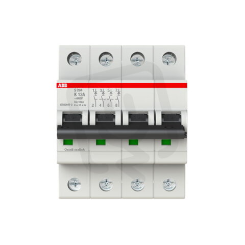 S204-K13 4 fázový jistič 13 A char. K 6kA ABB 2CDS254001R0447