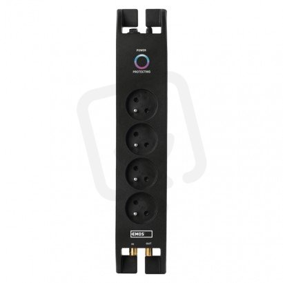 Přepěťová ochrana 1800J 4 zásuvky, 2m, černá EMOS P54022