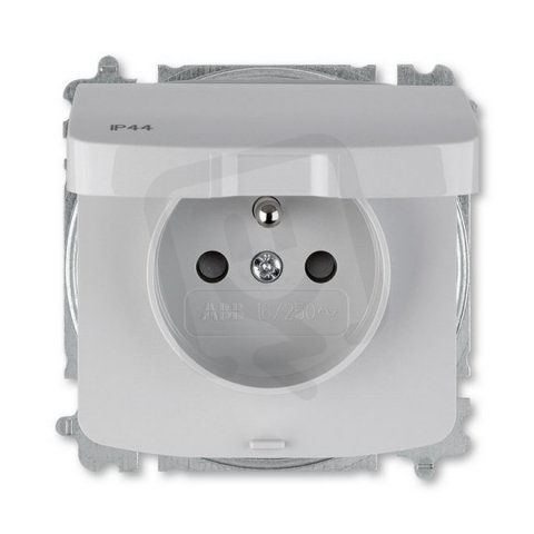 ABB TANGO Zásuvka s clonkami, víčko IP44 bezšroubové svorky šedá 5519A-A02997 S