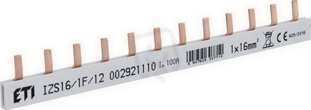 Propojovací lišta IZS16/1F/12 1p 12M 63A 16mm2 kolík ETI 002921110