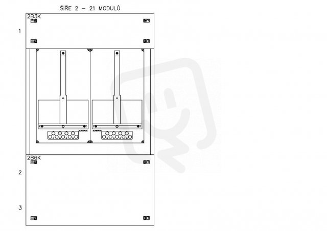 Konstrukce elektroměrová 2-18, 1-řadá, plastové panely SCHRACK CSIL125218
