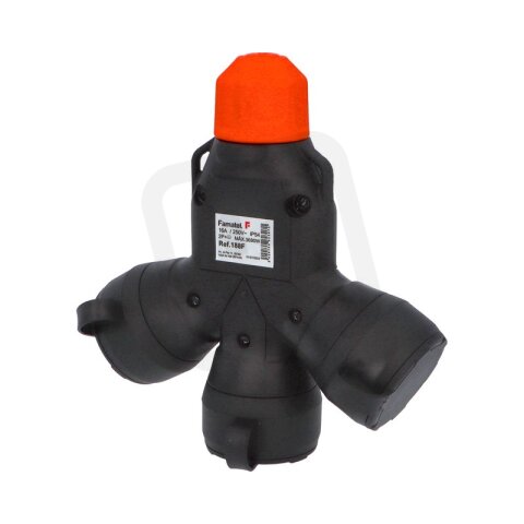 Adaptér trojnásobný 188F IP54/250V/16A, 3P, černý, robustní FAMATEL 188F