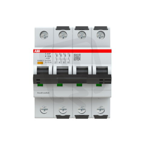 S304P-K32 4 fázový jistič 32 A char. K 25kA ABB 2CDS384001R0537