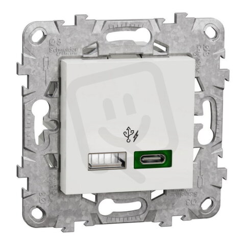 NOVÁ UNICA Dvojité rychlonabíjecí USB A+C (45W), Bílá SCHNEIDER NU501318