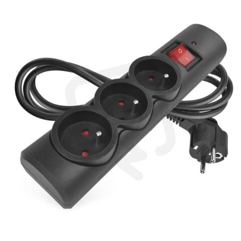 Přepěťová ochrana  3 zásuvky, 1,5 m, černá EMOS P54014