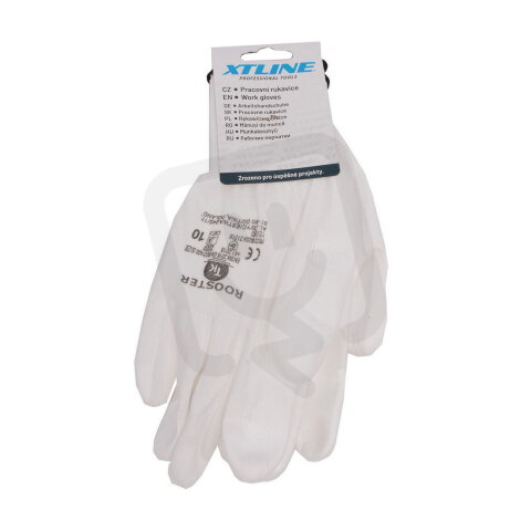 Rukavice nylonové Bunting-ROOSTER - bílé velikost 10'' (blistr) JA135411/10B