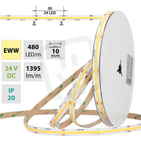 LED pásek COB EWW, 480LED/m, 15W/m, DC 2