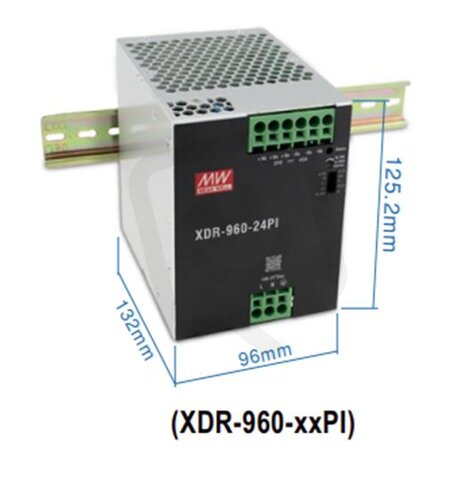 Napájecí zdroj na DIN 960W 24V MEAN WELL XDR-960-24PI