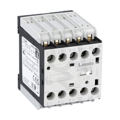 Lovato 11BGP0901D110 3P MINIstykač+1V 9A AC3 DC zadní pájecí svorky