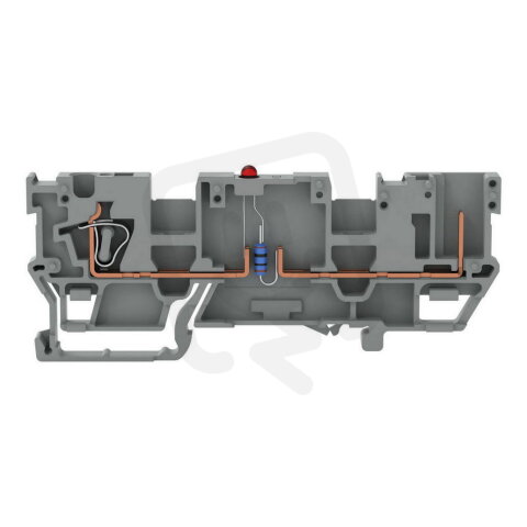 Základní svorka pro moduly, 1 vodič/1 kontakt, červená LED dioda, šedá