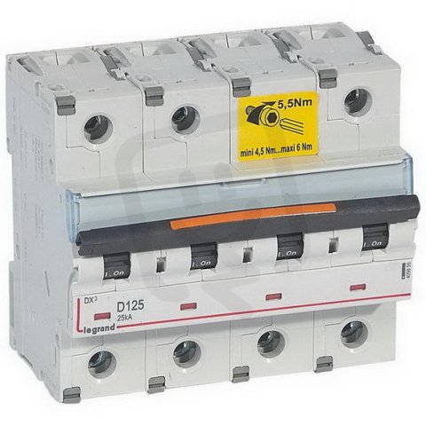 DX3 JISTIČ, 4 PÓLOVÝ, CHAR. D,125A 25KA LEGRAND 409855