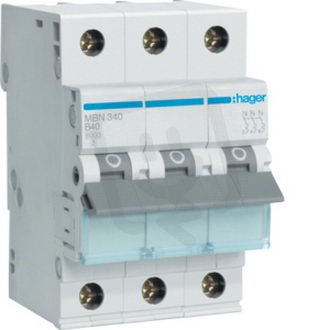 Jistič 3 pól. 40A, charakteristika B, 6 kA /MB340A/ HAGER MBN340