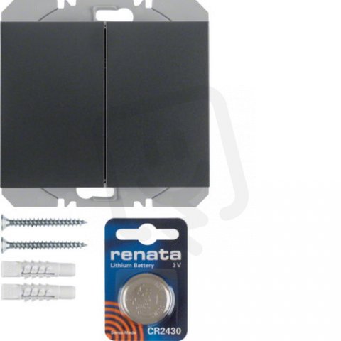 KNX RF tlačítko 2-násobné bateriové ploché quicklink K.1 antracit mat 85656275