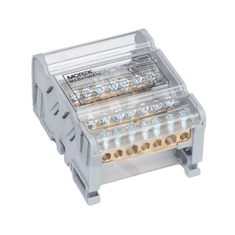 Distribuční blok MOBLOCK MAB 100A-7 (4 pól), 2x25+5x6mm2 MOREK MAB4100A18
