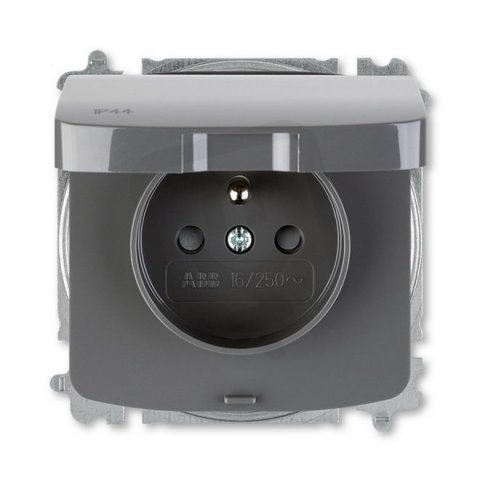 ABB TANGO Zásuvka s clonkami IP44 bezšroubová kouřová šedá 5519A-A02997 S2
