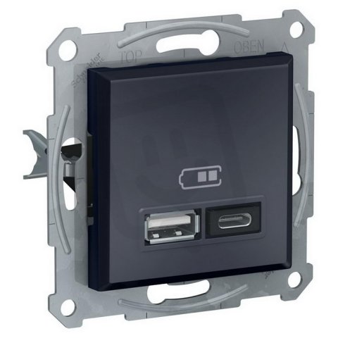 ASFORA 2xUSB nabíjecí konektor A+C 2.4A, antracit SCHNEIDER EPH2700371