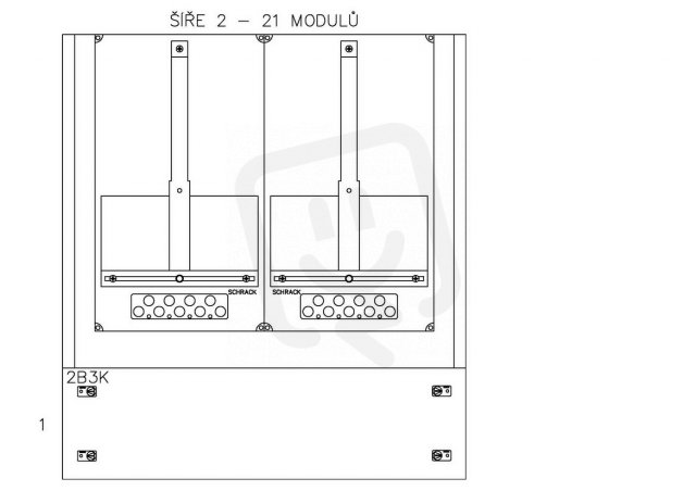 Konstrukce elektroměrová 2-12, 1-řadá, plastové panely SCHRACK CSIL125212