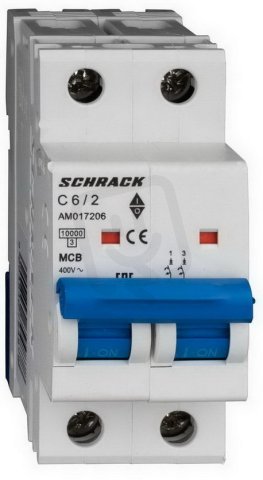Instalační jistič AMPARO 10kA, C 6A, 2P SCHRACK AM017206--