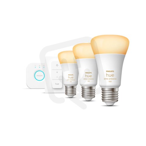 Philips Hue White Ambiance 8W E27 sada (3x LED žárovka+bridge+ovladač)