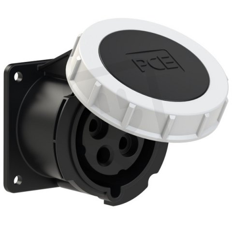 zásuvka vestavná 4P, 32A/500V, 7h, IP67, příruba 75x75mm, přímá PCE 3242-7