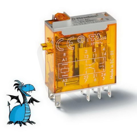 Miniaturní průmyslové relé, DIN, 2P/8A, 12V AC, MA_LED FINDER 46.52.8.012.0054