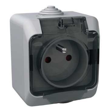 Schneider WDE000642 Zásuvka 230V 16A 2P+PE, šedá s čirým krytem