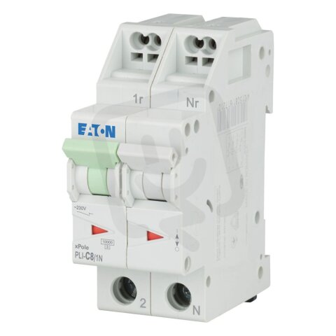 PLI-C8/1N Jistič PLI (bezšroubové svorky nahoře) char C 1+N-pólový 10kA 8A
