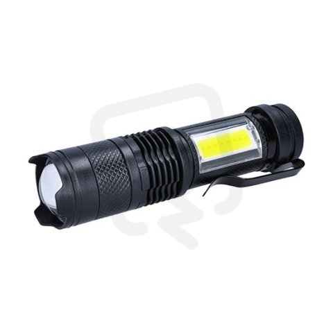 LED nabíjecí kapesní svítilna se zoomem 100lm + 70lm Li-Ion USB černá WN49