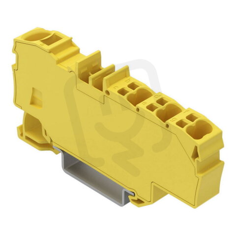 Distribuční svorka, S ovládacími otvory, 1× 6 mm2 / 6× 1,5 mm2, Žlutá