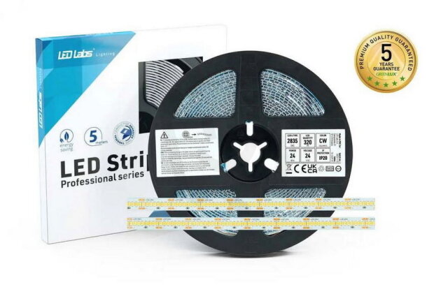 LED STRIP 320LED/24W/m IP20 CW Ra90 24V