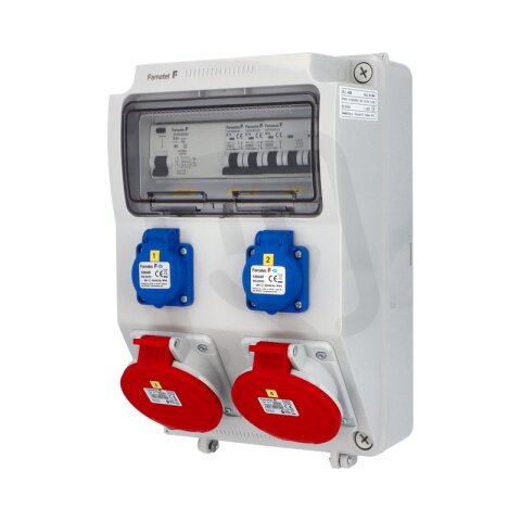 Zásuvková skříň FAMATEL vf425-6kA IP54 jištěná s chráničem 63/4/003-A