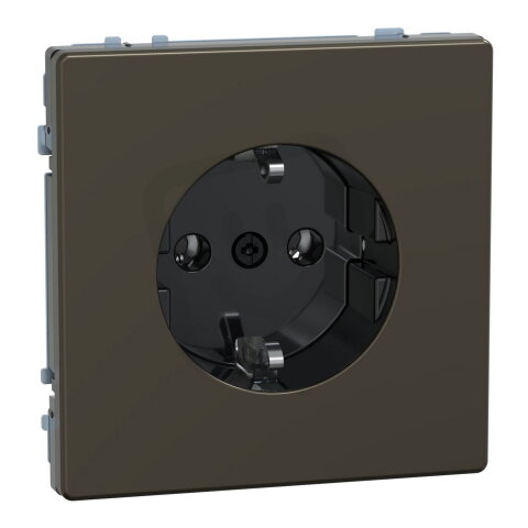 Zásuvka SCHUKO, Merten System D, bezšroubová, mocca kovová, 16 A, 250 V, kov