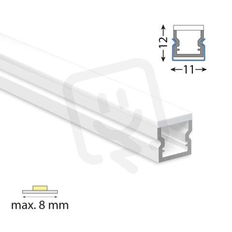 Přisazený PMMA vlhkotěsný profil PA, 12x12mm, mléčný difuz, 2m