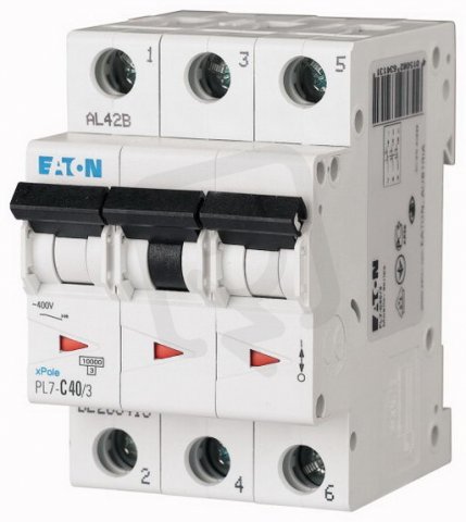 Jistič PL7-C40/3, char C, 3-pólový, 10kA, 40A EATON 263413