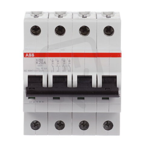 S204-K20 4 fázový jistič 20 A char. K 6kA ABB 2CDS254001R0487