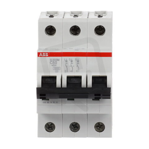 S203M-C50 3 fázový jistič 50 A char. C 10kA ABB 2CDS273001R0504